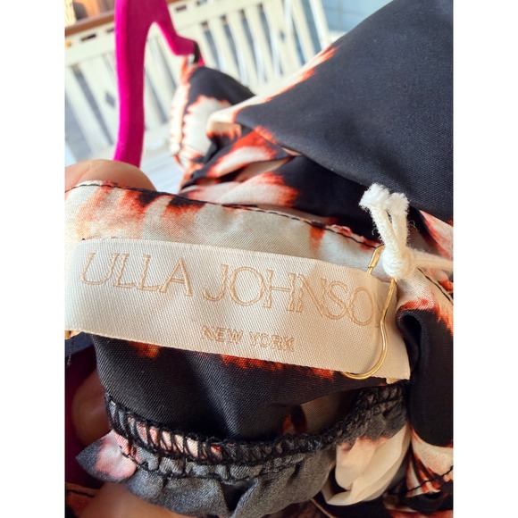 Ulla Johnson Amrita Top Obsidian Ikat Chevron 100% Silk Peplum Cami NWT Size 8 - Picture 6 of 11